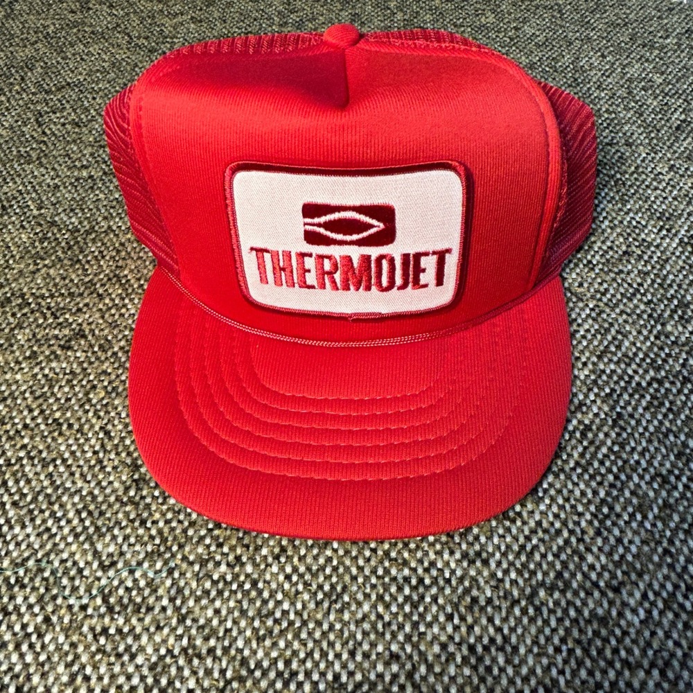 Vintage ThermoJet Trucker Hat   OSFA Red Snapback‎